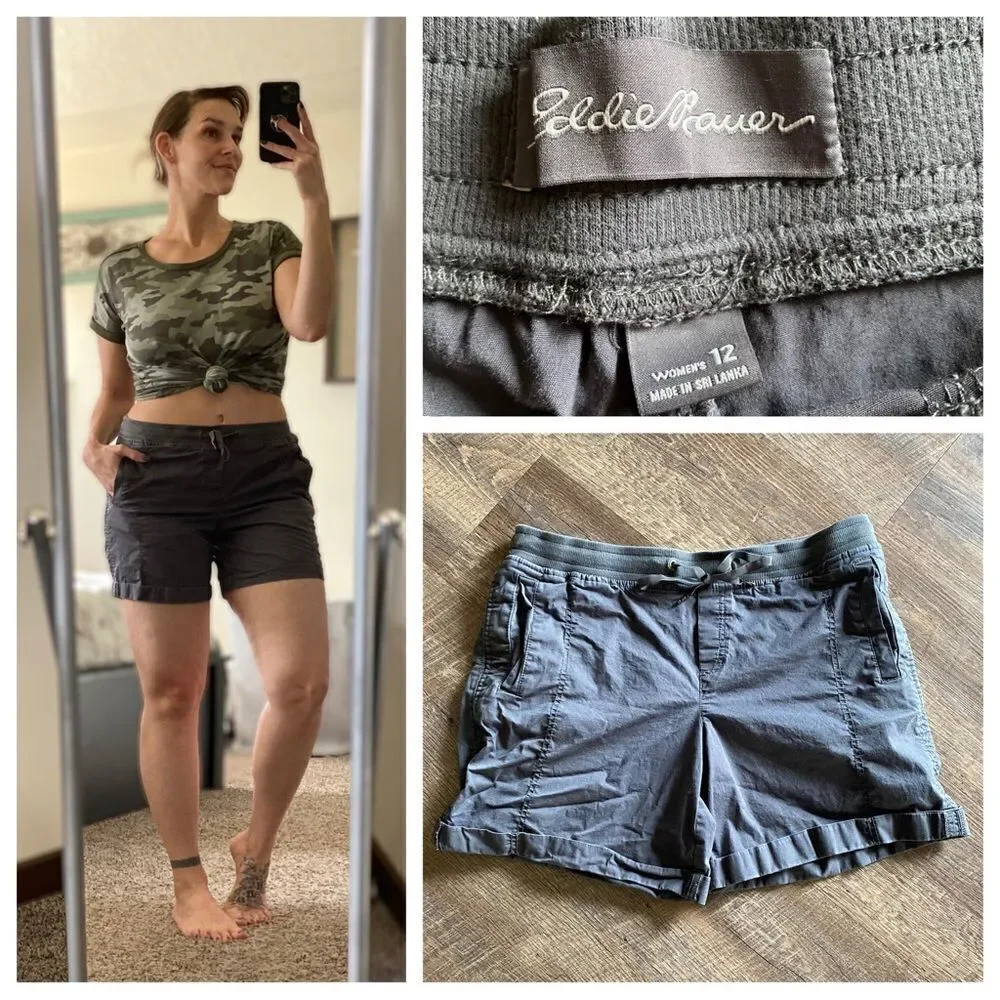 Eddie Bauer Shorts Pull On Grey 12 Cotton Athleisure